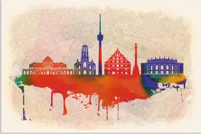 Produktbild von ARTland Wandbild Alu für Innen & Outdoor Stuttgart Deutschland Skyline Größe: 30x20 cm