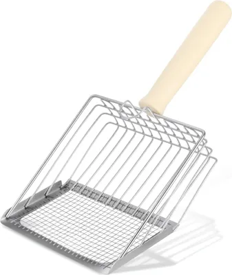 Produktbild von Katzenstreuschaufel aus Metall Kitty Schnell Siebende Metallschaufel Tiefe Schaufel Sieb Langlebig Robust Kätzchenkot Heber Kotsieb mit Handlichem Langer Holzgriff für Besitzer Mehrerer Katzen