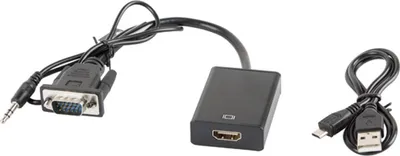 Zdjęcie produktu dla LANBERG VGA(M)+MINIJACK 3,5mm(M)->HMDI(F) Adapter 0,2m sw