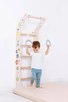 Productafbeelding van Mini klimrek met houten handgrepen voor gymnastiek