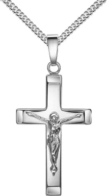 Produktbild von Kruzifix Kreuz-Anhänger Silberkreuz Jesus Christus Kettenanhänger 925 Silber  Mit Kette 45 cm