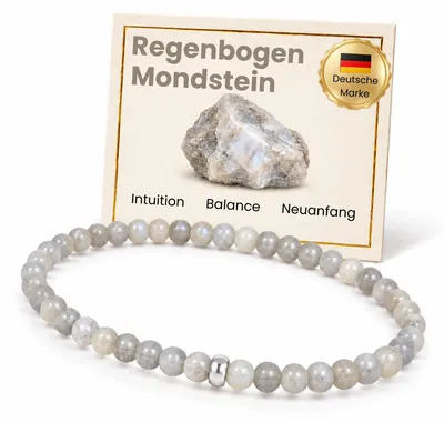 Produktbild von GD GOOD.designs Regenbogen Mondstein Perlenarmband Damen mit 4 mm Naturstein Per