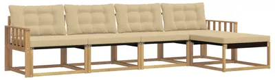Produktbild von vidaXL Outdoor-Sofagarnitur mit Kissen 5 pcs Weiß und Beige