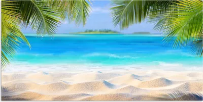 Produktbild von MuchoWow® Poster Strand - Palme - Meer - Insel 40x20 cm - Poster für die Wand - Poster Schlafzimmer