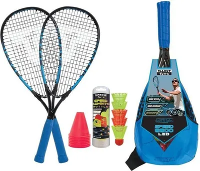 Obrázek produktu pro Sada na rychlý badminton Schildkröt SPEED 6600 LED, 2 rakety, 5 míčků, 2 míčky s LED, včetně zeleného LED světla