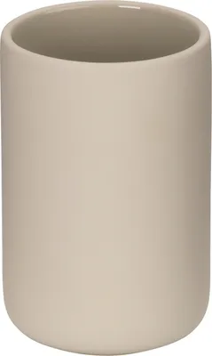Produktbild von Trinkbecher für das Badezimmer, Zahnbürstenhalter, 8 x 11,5 cm, Keramik mit Gummibeschichtung, Beige - Kela | Sana