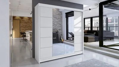 Obrázek produktu pro Velká šatní skříň se zrcadlem 180 cm VILMA 5 - bílá