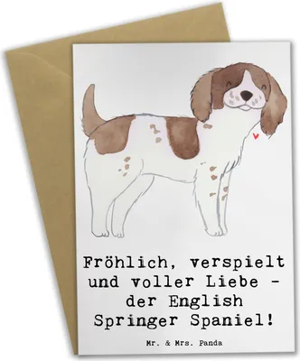 Produktbild von Mr. & Mrs. Panda Grußkarte English Springer Spaniel Freude - Weiß - Geschenk, weihnachtskarten, Lebensfreude, einladungskarten, osterkarten, Hunderasse, vatertagskarte
