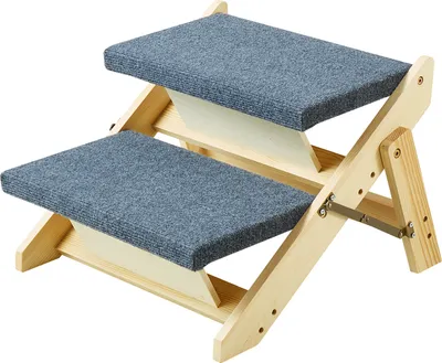 Obrázek produktu pro SucceBuy Dřevěné schůdky pro domácí mazlíčky, skládací dřevěná konstrukce 2 v 1 pro postele, pohovky a auta. Vhodné pro malé až velké domácí mazlíčky do 110 lbs.