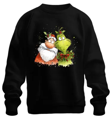 Produktbild von Grinch Weihnachtsmann lustig Weihnachten Kranz Geschenk Sweatshirt Pullover, Schwarz, M