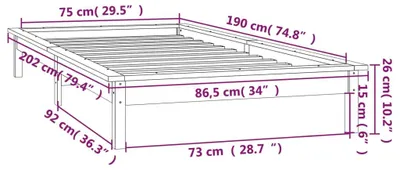 Image de vidaXL Lit en bois massif avec LEDs Blanc 75x190 cm