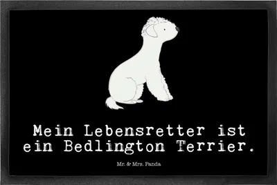 Produktbild von Mr. & Mrs. Panda Schmutzfangmatte Bedlington Terrier Lebensretter 50 x 75 cm - Schwarz - Geschenk, Fussmatte, Fußabtreter, Sauberlaufmatte, Gummimatte, Schmutzmatte