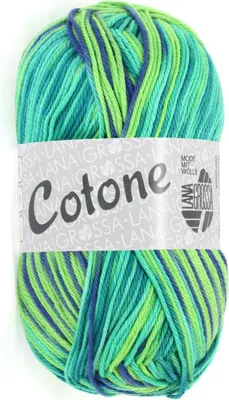 Produktbild von Lana Grossa Cotone Print 311 Smaragd/Hellgrün/Blau/Petrol 50g