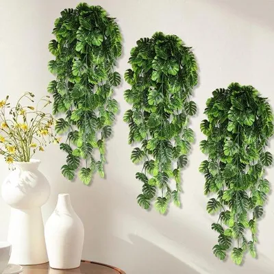 Produktbild von Kunstige Hangplanten 3er Set, 77 cm, Kunstmatige Dekorativen Pflanzen für Wand, Grün, Kunststoff