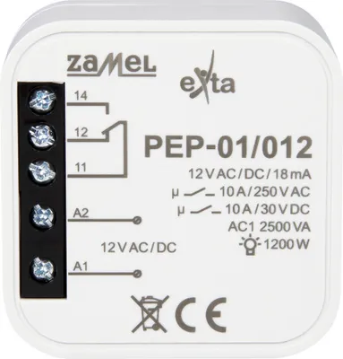 Produktbild von Przekaźnik elektromagnetyczny podtynkowy 10A 12V AC PEP-01/012 Exta Zamel