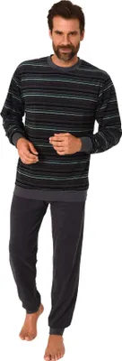 Produktbild von Herren Frottee Pyjama Schlafanzug mit Bündchen und Rundhals  - auch in Übergrößen - 93 751 ; grün , 68