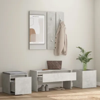 Produktbild von Cloris DesignMöbel Sitzbänke - Grau Garderoben-Set Betongrau Holzwerkstoff Schlichtes2752421