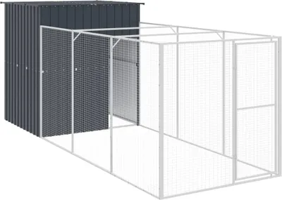 Zdjęcie produktu dla vidaXL Buda dla psa z wybiegiem Antracyt 165x455x181cm Stal ocynkowana