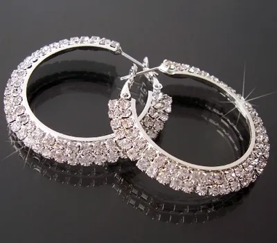 Produktbild von OHRRINGE Creolen 4cm Silber Strass Ohrcreolen Schmuck O236