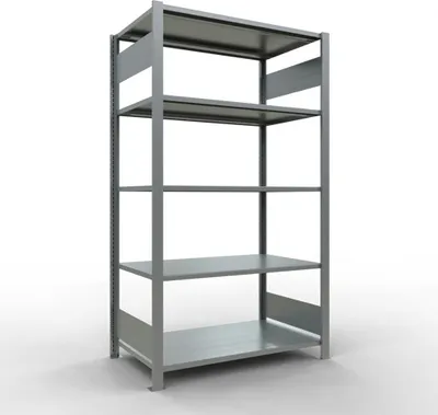 Produktbild von Schulte Büro-Fachbodenregal MULTIplus150 Stecksystem ohne Mittelanschlag | Grundregal | Fachlast 150kg | 180x100x60cm | 5 Ebenen | Beidseitig nutzbar | Verzinkt
