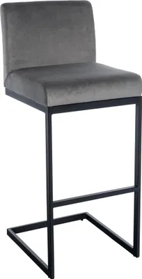 Immagine prodotto di Sgabello da bar - Sgabello - Design moderno e comfort - Finitura in velluto e metallo. Colore: Grigio