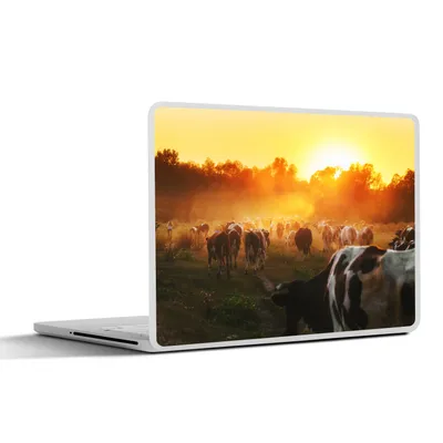 Produktbild von MuchoWow® Laptop Aufkleber Sticker Cover Kühe - Sonnenuntergang - Wiese - Tiere 36.5x27.5 cm - Laptop-Sticker