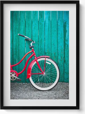 Produktbild von Schwarzes Fahrrad– Wandbild mit Rahmen – Gerahmtes Bild  – Wanddekoration – 50x70 cm –  Schwarz Rahmen