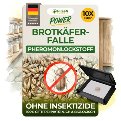Produktbild von Brotkäfer Falle mit Pheromon-Lockstoff - 10x Fallen - umweltfreundlich Brotkäfer bekämpfen, Chemiefreie Brotkäferfalle, die giftfrei Pheromonfalle