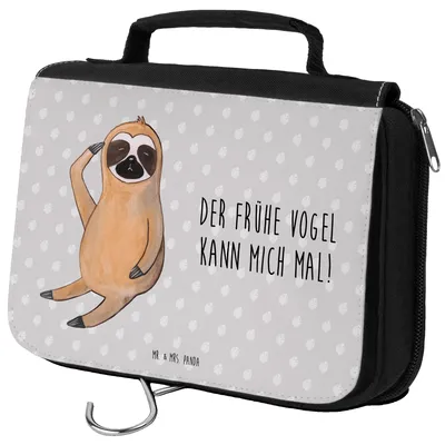 Produktbild von Mr. & Mrs. Panda kosmetiktäschchen Faultier Vogel - Grau Pastell - Geschenk, Schminktasche, Morgenmuffel, Kosmetiktasche, Kulturtasche, kulturtäschchen, Lieblingstier