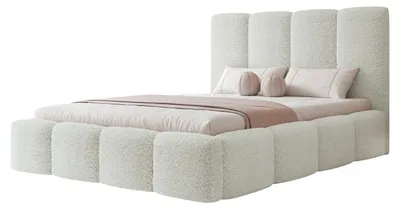 Produktbild von Polsterbett LANDARE 200x200 Creme Boucle Teddy-Stoff mit Bettkasten & Lattenrost