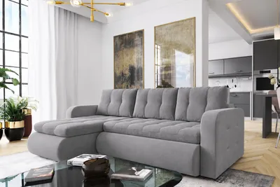 Productafbeelding van Eckbank VEGAS in L-vorm, universeel, modern slaapbank met slaapfunctie en opbergruimte, slaapbank, bank met bekleiding aan beide zijden, GRIJS - MONOLITH 84, AI-gegenereerde afbeelding