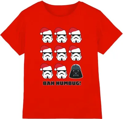 Image de Star Wars - T-shirt "Bah Humbug" pour enfants TV3928 (152-158) (Rouge)