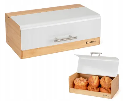 Obrázok produktu pre Elitehoff 6068 Chlebník bambusový biely s kovovým vekom