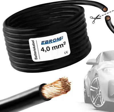 Produktbild von 5 Meter EBROM FLRY 4mm2 Fahrzeugleitung - KFZ Leitung - Farbe: schwarz - Querschnitt 4 mm² (mm2) flexibel 90 ± 5 Shore 99,99% Kupfer Mantel PVC FLRy