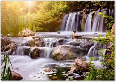 Produktbild von Tulup® Leinwandbild - 100x70 cm - Wandkunst - Drucke auf Leinwand - Leinwanddruck  - Landschaften - Grün - Wasserfall