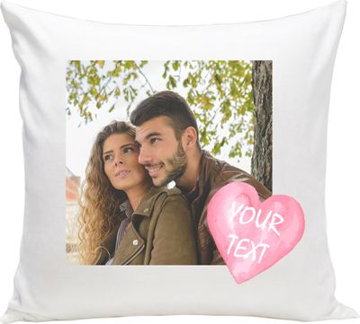 Personalisiertes FOTOGESCHENK (40x40 cm), Foto-Kissen mit Foto & Text, Valentinstag (mit Füllung), Foto mit Text [091]