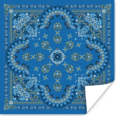 Produktbild von MuchoWow® Poster Mandala - Muster - Blau 50x50 cm - Wohnzimmerdekoration