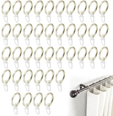 Produktbild von PromoHome® 40 Stück Gardinenringe mit Haken, Gold, 27 mm Innendurchmesser, Metall, für Gardinenstangen