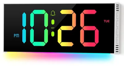 LED-Umgebungslichtuhr mit Fernbedienung, 13 Farben, Alarm, Nachtmodus