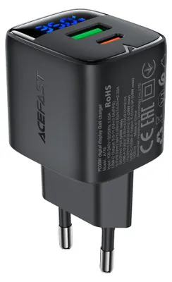 Zdjęcie produktu dla Acefast Charger A116 ładowarka (wyświetlacz USB-C USB, PD35W) - czarna