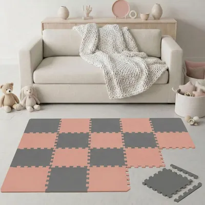 Produktbild von 18 Teile Spielmatte Baby Puzzlematte 30x30 Krabbelmatte Bodenmatte Kinderzimmer