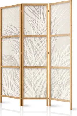 Produktbild von Paravent 135x172 cm 3-teilig einseitig eleganter Sichtschutz Raumteiler Trennwand Raumtrenner Holz Design Motiv Deko Home Office Botanik Natur Abstrakt b-C-10355-bh-a