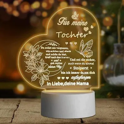 Zdjęcie produktu dla Lampka nocna LED akrylowa dla córki prezent urodzinowy grawer