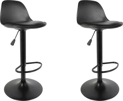 Image de Lot de 2 Tabourets de Bar - HOME DECO FACTORY - Isak - Modernes - Noirs