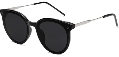 Zdjęcie produktu dla Okulary przeciwsłoneczne damskie, okrągłe, typu "kotek", duże, z filtrem UV 400, czarne/szare