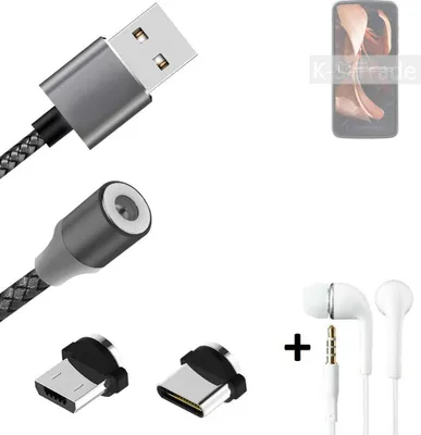 Produktbild von K-S-Trade® Hochwertiges Magnet-Lade-kabel Sync-Kabel Daten-Kabel + Kopfhörer kompatibel mit Motorola Razr 2022 mit USB-Typ-C-Anschluss und