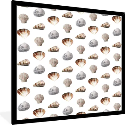 Produktbild von MuchoWow® MuchoWow® Gerahmtes Poster Muschel - Muster - Farben 40x40 cm - Poster mit zchwarzem Bilderrahmen - Mit Rahmen - Wanddekoration Schlafzimmer