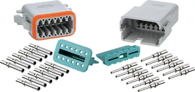 Produktbild von Amphenol AS-12SM/F 101 SET-Steckverbindung AT-Serie 1xStift/1xBuchse, Kodierung A, 12-polig, Crimpanschluss