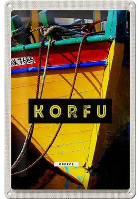 Produktbild von Blechschild Reise 20x30cm Korfu Griechenland Boot Meer Urlaub