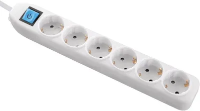 Image de Multiprise Electraline à 6 prises avec interrupteur, câble de 1,5 m, blanc